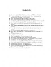 English worksheet: Gender Roles