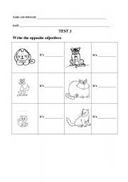 English worksheet: Write the opposite adjectives
