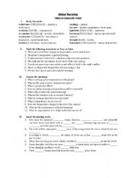 English Worksheet: Global Warming (tasks to a video by National Geographic)