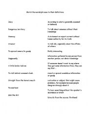 English worksheet: Gossip Expressions Matching