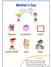 English Worksheet: Mothers Day Pictionary