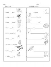 English Worksheet: Simple: This, That, in, on