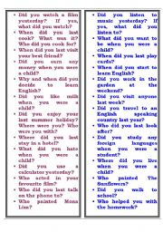 English Worksheet: Past Simple /Regular verbs / Simple questions