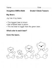 English Worksheet: colour the bears