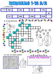 English Worksheet: NUMBERS 1-12