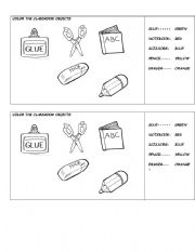 English Worksheet: classroom objects