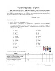 English Worksheet: Prepositions Project