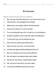 English Worksheet: Pronouns