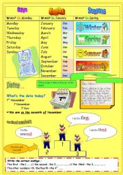 English Worksheet: practising the date part 1