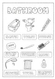Things in Bathroom - ESL worksheet by Rhae