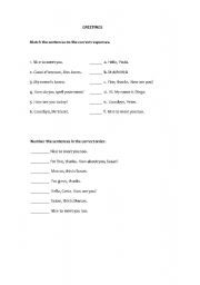 English worksheet: Greetings activity