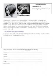 English Worksheet: Vidal Sassoon