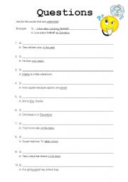 English Worksheet: Questions in simple present 
