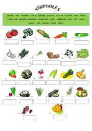 English Worksheet: Vegetables