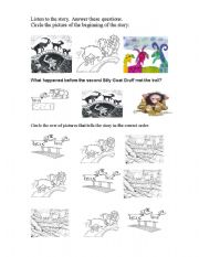 English worksheet: Billy Goats Gruff Listening Exercise