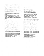 English worksheet: We werent born to follow -lyrics and lesson class