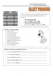 English Worksheet: OBJECT PRONOUNS