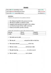 English Worksheet: Adverbs fill in the blank