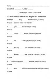 English worksheet: Past Simple