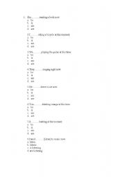 English worksheet: present continuous