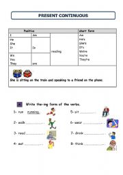 English worksheet: present continuous
