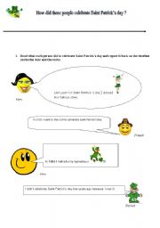English worksheet: How did they celebrate Saint Patricks day?
