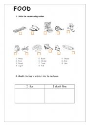 English Worksheet: FOOD AND DO YOU LIKE?