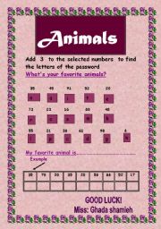 English worksheet: Animals