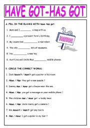 English Worksheet: HAVE GOT - HAS GOT