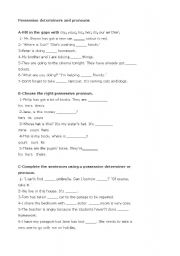 English Worksheet: Possessive determiners and pronouns