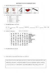 English worksheet: Part of the Face