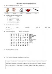 English Worksheet: Part of the Face