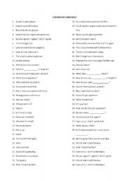 English Worksheet: Classroom Language