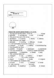 English worksheet: vocabulary test