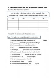 English worksheet: vocabulary review 2: prefixes, adjectives -ed/-ing ...