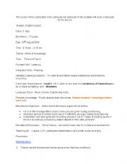 English Worksheet: Sample Of Lesson Plan
