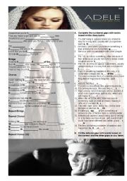 English Worksheet: Someone like you - Adele song worksheet