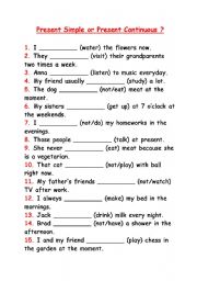 English Worksheet: Present Continuous or Present Simple ?