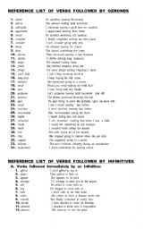 English Worksheet: Verbs followed by Gerund or Infinitiv