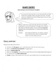 English worksheet: Diary Writing: First Week of High School