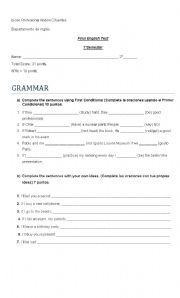 English worksheet: Fist Conditional Test