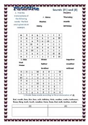 English worksheet: Phonetics.Sounds  [θ ] and [ð]