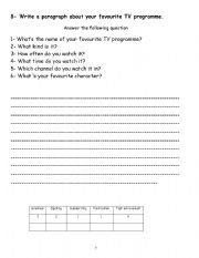 English worksheet: writing a paragraph