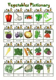 English Worksheet: Vegetables Pictionary