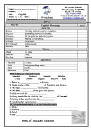 English worksheet: vocabulary