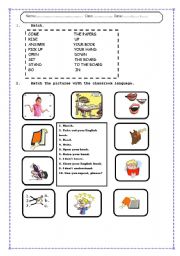 English Worksheet: classroom language 