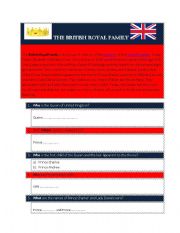 English worksheet: The British Royal Family