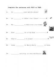 English Worksheet: THIS and THAT