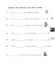 English worksheet: THIS and THAT