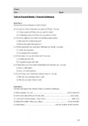 English Worksheet: Present Simple or Present Continuous